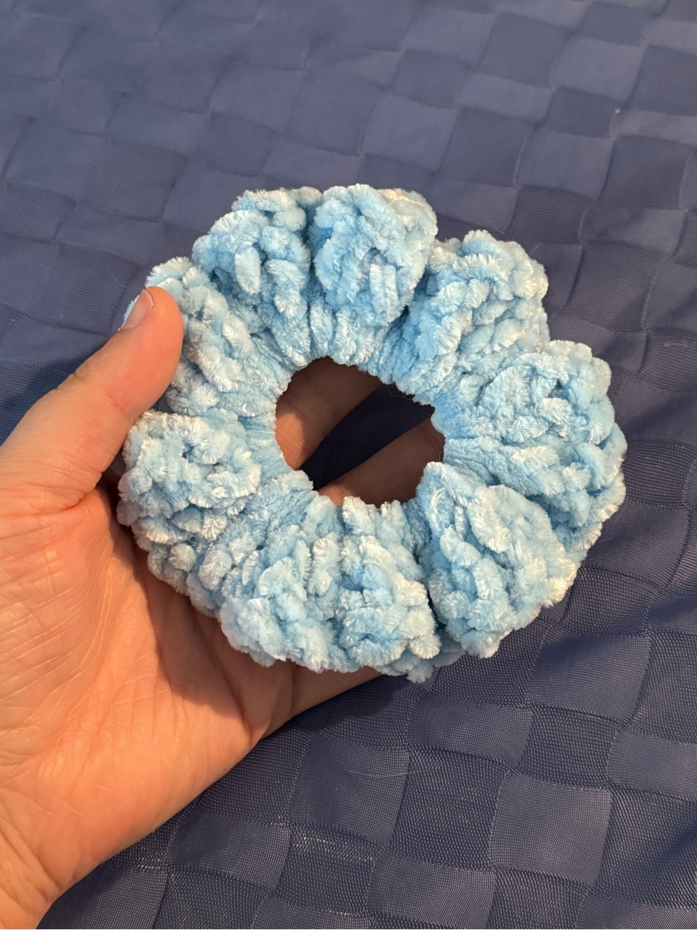 Plush Light Blue Hair Scrunchie